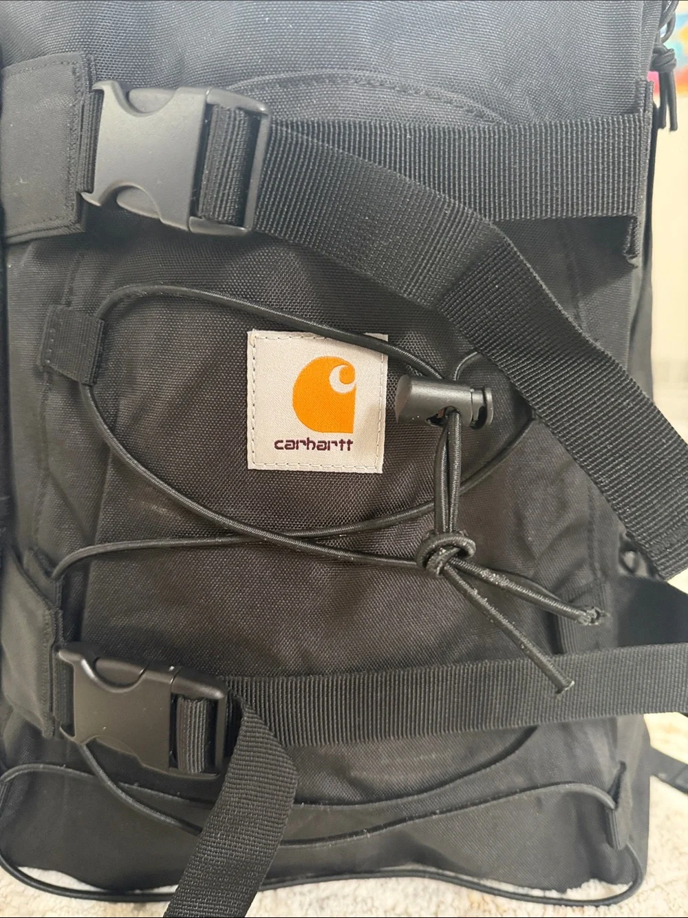 Carhartt Black Backpack with Orange Logo